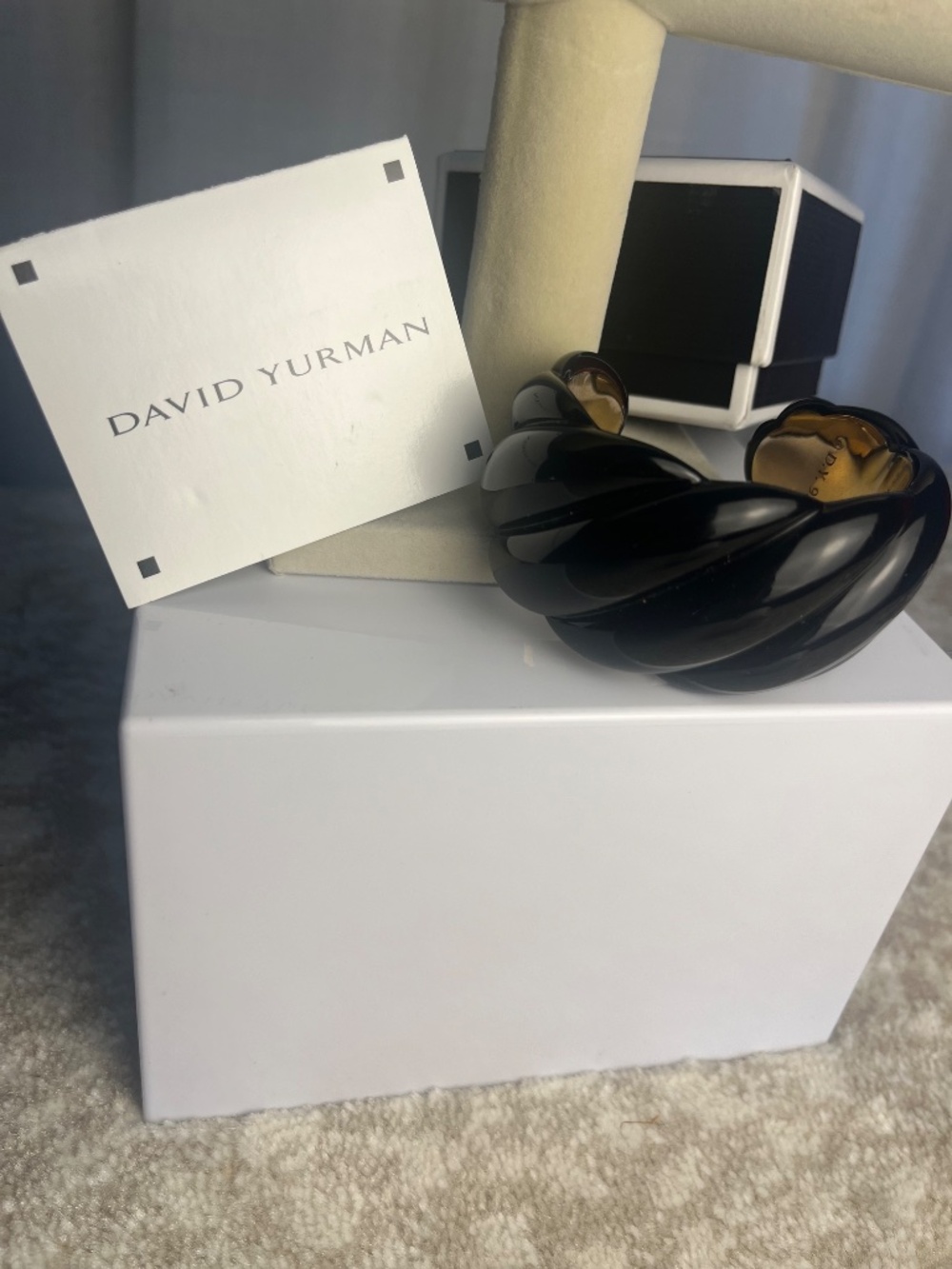 David Yurman Sculpted Cable Resin Bracelet Cuff - Black